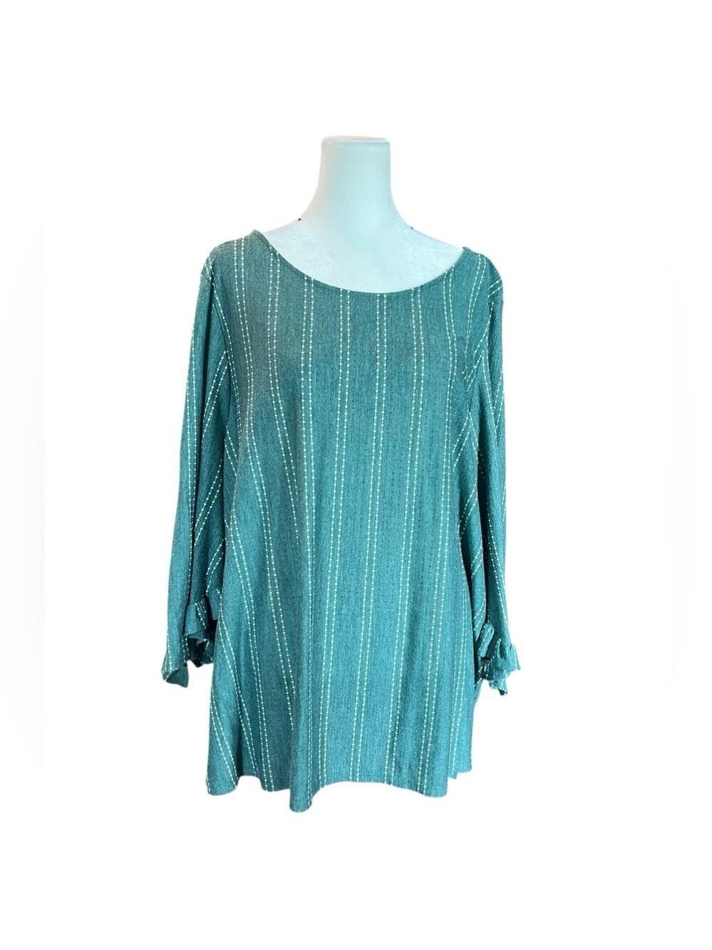 W5 Green Ribbed Tunic Three Quarter Sleeve
